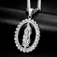 Колие Дева Мария с камъни - Silver, снимка 1 - Колиета, медальони, синджири - 37310619