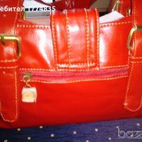 Дамска червена чанта от висококачествена еко кожа-една фиксирана дръжка,подвижна презрамка, снимка 5 - Чанти - 28681789