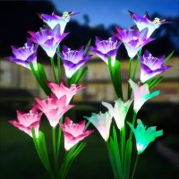 Соларни градински светлини с цветни глави на лилия ,водоустойчиви, снимка 12 - Соларни лампи - 43697809