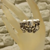  масивен Сребърен пръстен с черепи MEMENTO MORI размер №60-62, снимка 2 - Пръстени - 43516361