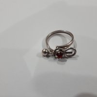 Стар античен сребърен пръстен с червен камък , снимка 4 - Пръстени - 33615014