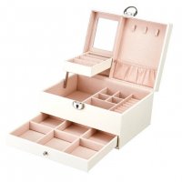 Луксозна кожена кутия за бижута и козметика с 2 нива , снимка 6 - Бижутерийни комплекти - 34683118