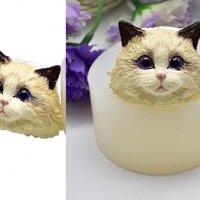 3D Голяма глава котка силиконов молд форма калъп за фондан шоколад гипс сапун украса, снимка 1 - Форми - 28312772