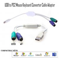Преходник USB мъжки към двоен PS / 2 PS2 женски адаптер за клавиатура и мишка конектор порт компютър, снимка 7 - Кабели и адаптери - 26438984