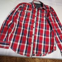 Мъжка риза в червено каре с дълъг ръкав, снимка 1 - Ризи - 35487065