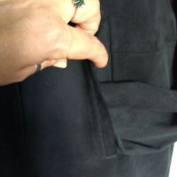 Естествен велур / дизайнерско манто тип туника Uterque / genuine leather, естествен набук, снимка 8 - Палта, манта - 36890137