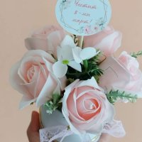 Нежни букети със сапунени цветя, снимка 8 - Подаръци за жени - 40295598