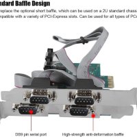 конверторна карта PCI-E 4-портова RS232 карта със сериен порт, снимка 5 - Видеокарти - 43591206