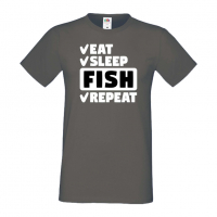 Мъжка тениска Fish 1,Eat,Sleep,Fish,Anime,Repeat,Ядене,Спане,Риба,Подарък,Повторение,Празник,, снимка 12 - Тениски - 36418956