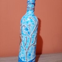 Коледна бутилка декупаж - празна, снимка 2 - Декорация за дома - 43054725