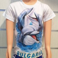 Нова бебешка тениска с трансферен печат Три делфина, Делфини, снимка 2 - Бебешки блузки - 28454161