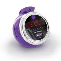 Радио часовник с прожекция Pop Purple FM USB MP3, снимка 2 - Други - 43429318