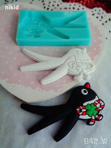 Лястовичка с мартеница лястовица силиконов молд форма декорация и украса торта фондан шоколад, снимка 1