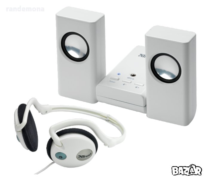 Преносими активни стерео колонки 2х1W RMS + слушалки, снимка 1