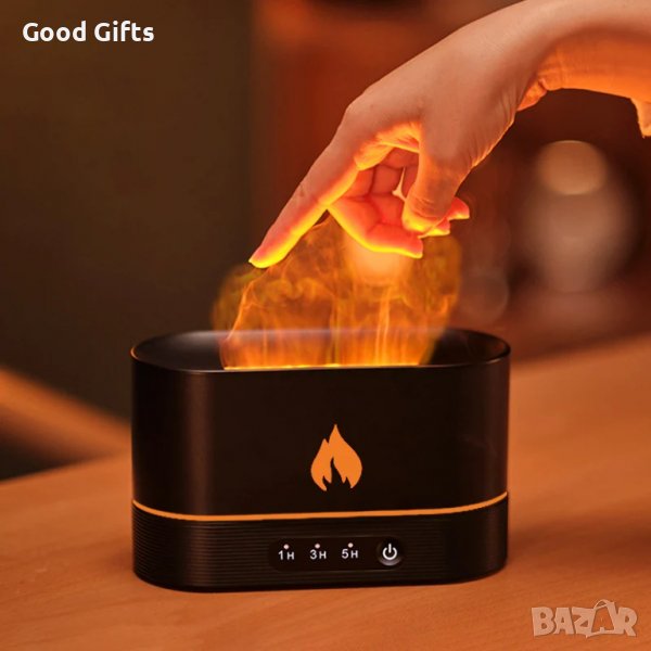 Арома Дифузер за етерични масла и овлажнител за въздух с ефект на пламък 180 мл., снимка 1