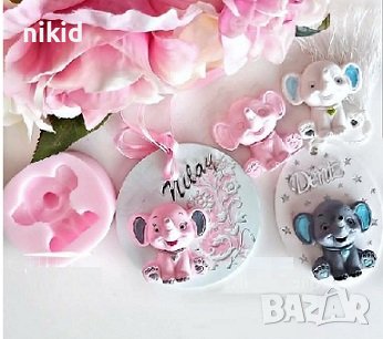 Слон слонче бебе силиконов молд форма фондан гипс пано кубчета имена, снимка 1