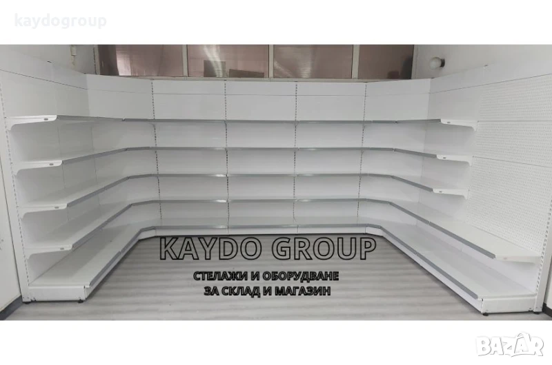 Метален крайстенен стелаж вътрешен ъгъл, бял гланц R-9016, снимка 1