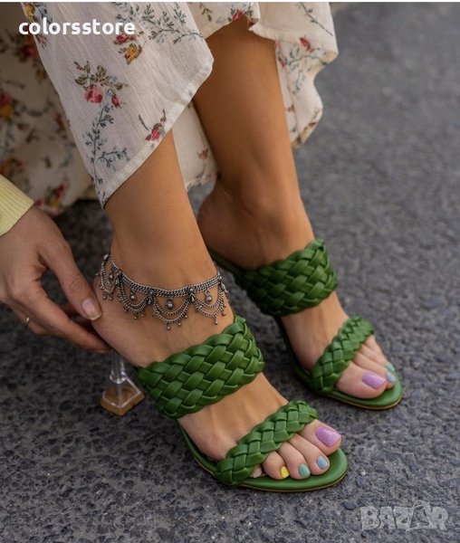 Чехли на ток - зелени - 358, снимка 1