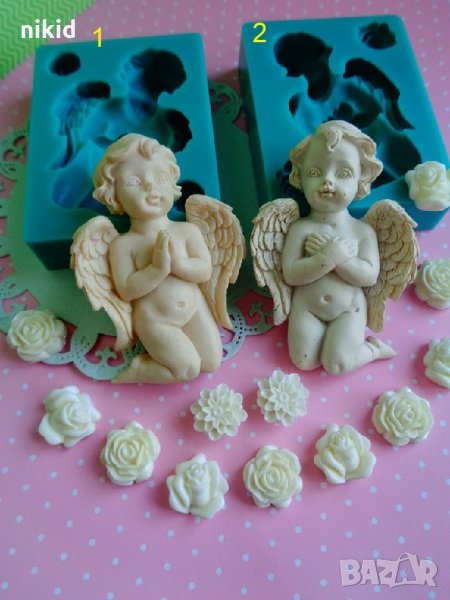 2 вида Красиво дете ангел седнало и цветенца силиконов молд форма за декорация торта фондан шоколад , снимка 1