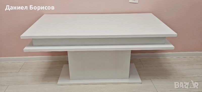 Модерна бяла холна маса с LED осветление, снимка 1