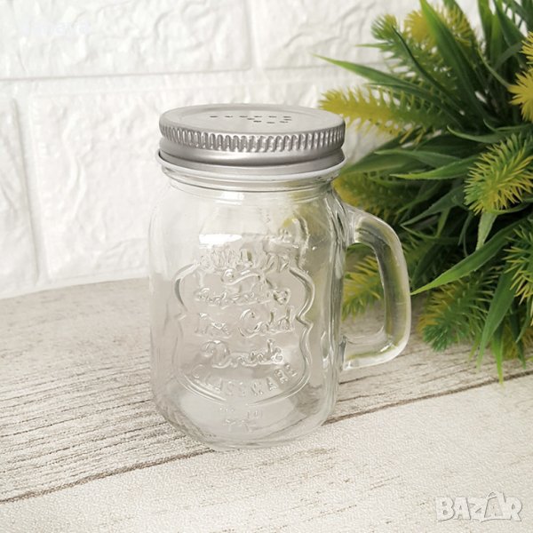 2622 Стъклено бурканче с дръжка и капаче за черен пипер, 130 мл, снимка 1