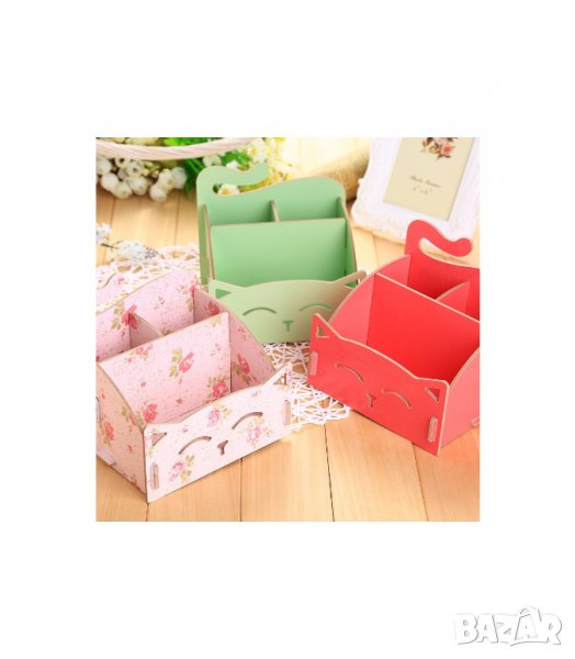 Малък дървен органайзер за бижута и аксесоари - коте - код коте 1940, снимка 1