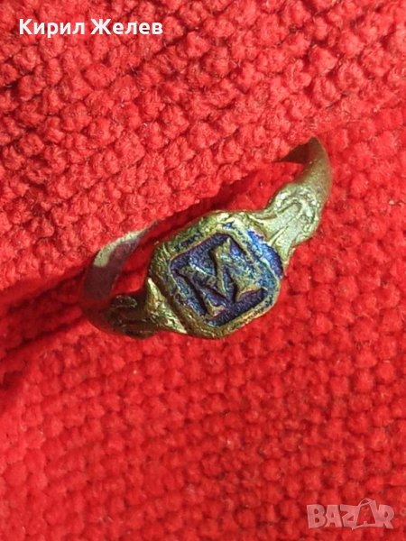 Старинен пръстен над стогодишен сачан с БУКВА М - Ръчна ИЗРАБОТКА 73821, снимка 1