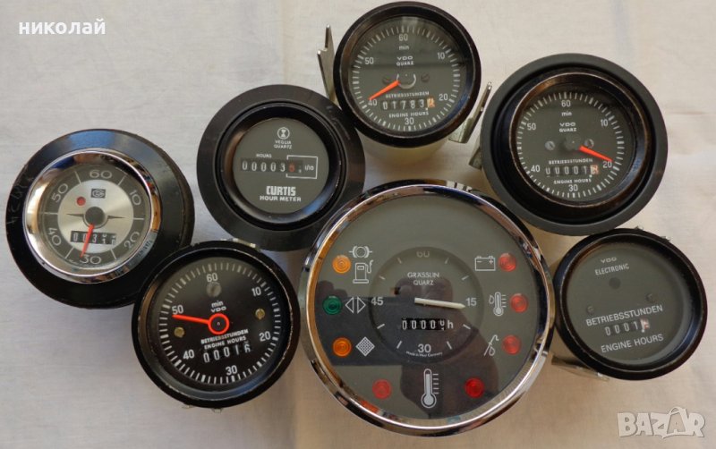 Ретро мото часовници 12-24V за измерване на времето на работа на машината нови и употребявани VDO, снимка 1