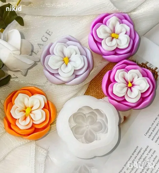 3D Цвете в цвете едро силиконов молд форма фондан смола гипс свещ , снимка 1