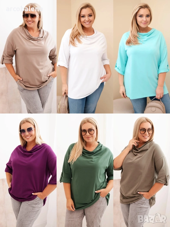Дамска блуза Plus Size, свободна кройка, 14цвята, снимка 1