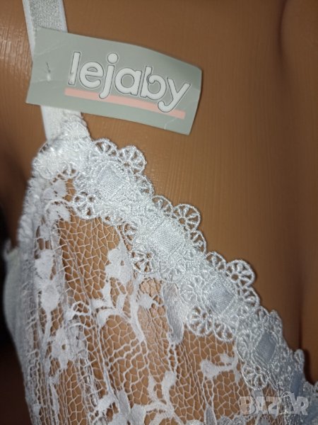 Lejaby tocade-80 С-Френски  прекрасен нов бял сутиен с дантелени чашки с банел, снимка 1