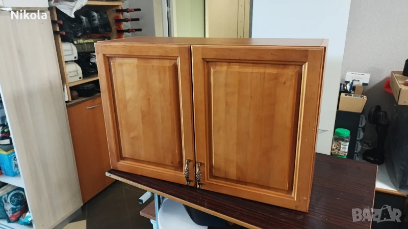 Кухненски шкаф горен ред с врати масив цвят череша 90/60/32см, снимка 1