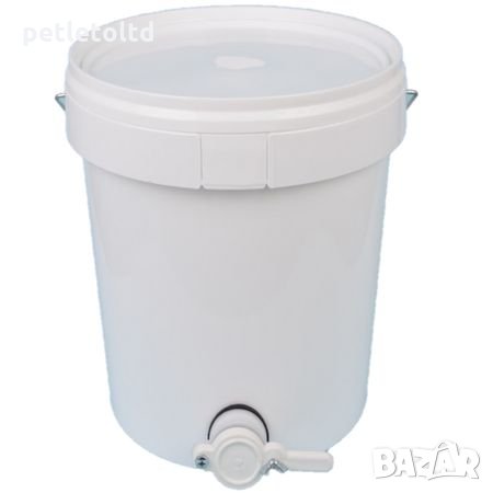 Пластмасова кофа с кран-канела и капак, за пчелен мед 18Л / 25КГ, снимка 1