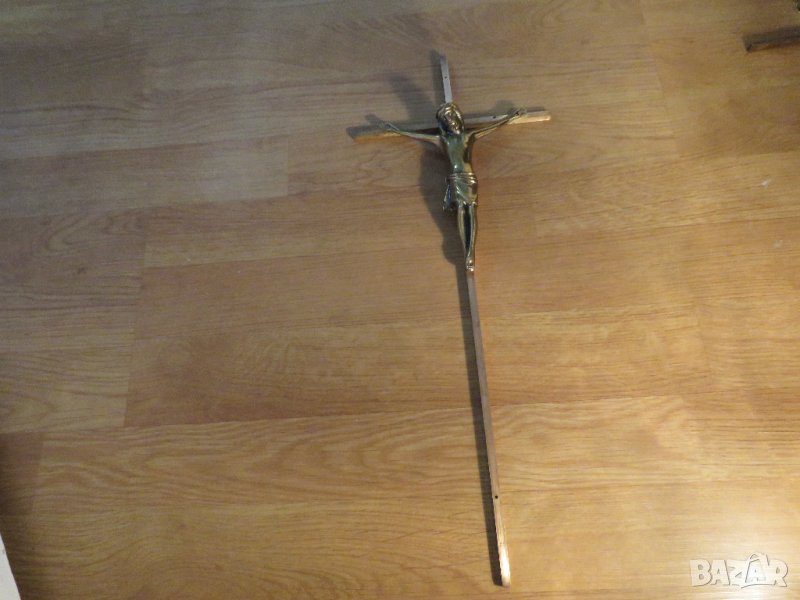 Голям Стар бронзов кръст разпятие Христово, Исус Христос-  45 х 18 см , снимка 1