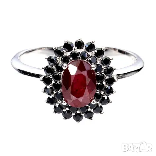 925 сребърен пръстен с рубин, халка 7/55/17.35 подходящ за подарък, снимка 1