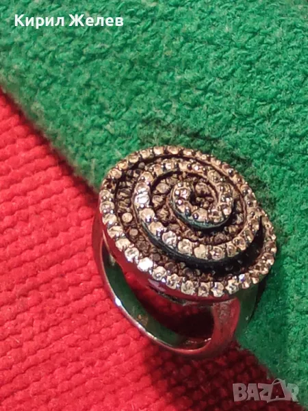 ШАРМАНТЕН СКЪПОЦЕНЕН СРЕБЪРЕН ПРЪСТЕН РОДИРАНО СРЕБРО 925 с ФАСЕТИРАНИ ЦИРКОНИ 46787, снимка 1