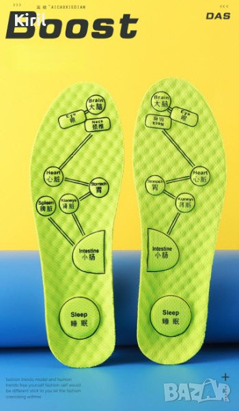 Стелки за обувки крака акупресура масажни спортни дишащи, снимка 1