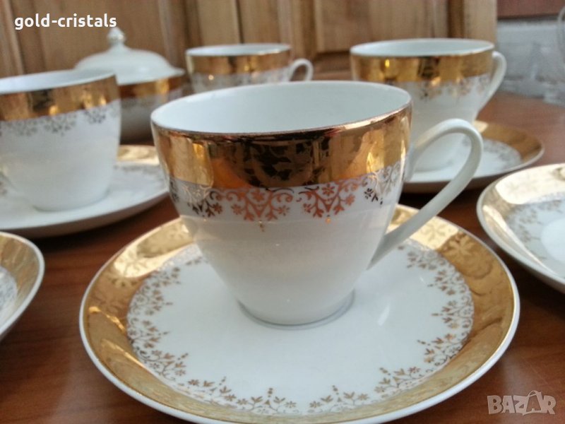 Порцелан чаши за чай Чехословакия с позлата, снимка 1