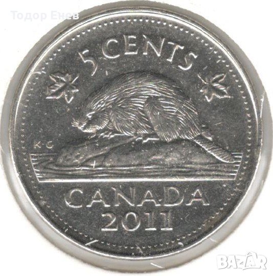 Canada-5 Cents-2011 L-KM# 491-Elizabeth II 4th portrait; magnetic, снимка 1