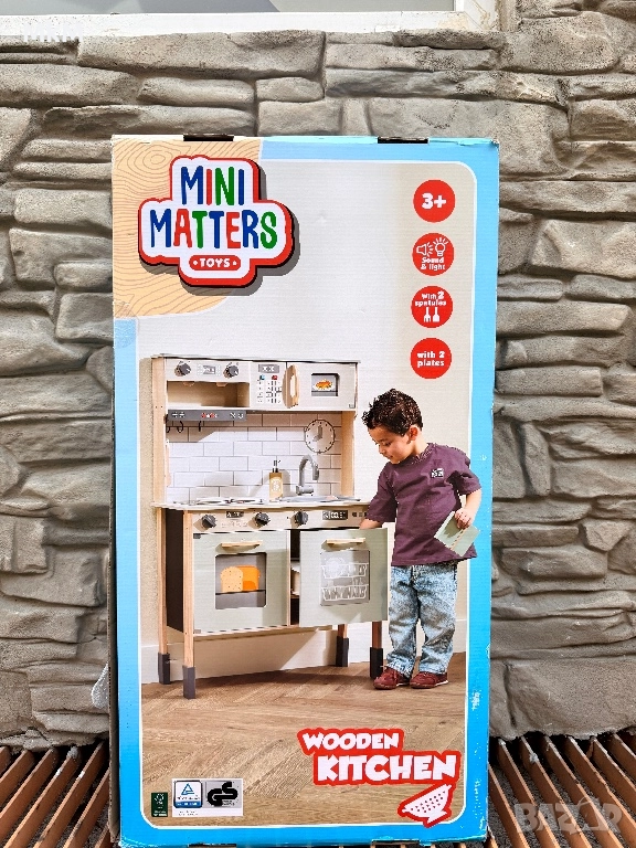 Дървена детска кухня със светлина и звук, снимка 1