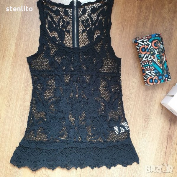 Дамски топ Only черна дантела размер 36, снимка 1