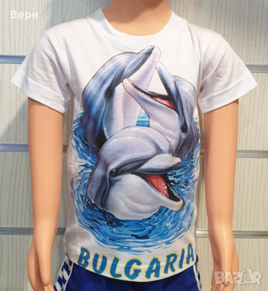 Нова детска тениска с трансферен печат Три делфина, Делфини, снимка 1