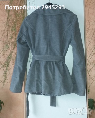 Дамско палто / сиво с коланче + Дънкено / дънково яке, снимка 2 - Палта, манта - 39781110