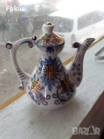 Невероятен стар руски чайник порцелан позлата кобалт