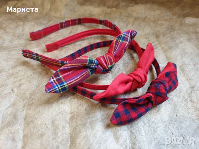 Червени диадеми Диадема каре Ръчна Изработка Аксесоари за коса Диадема с панделка възел, снимка 3 - Аксесоари за коса - 38612573