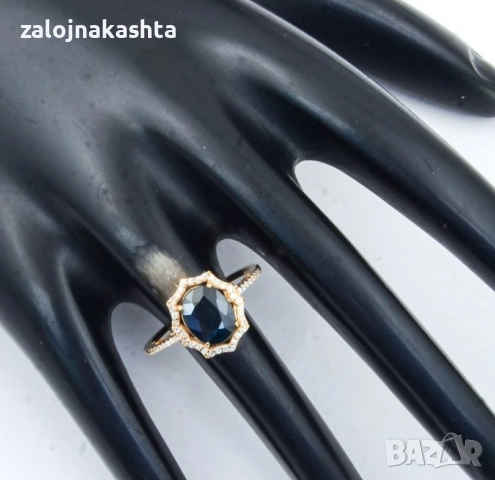 Нов-Златен пръстен с Сапфир и Брилянти-2,01гр/14кр, снимка 2 - Пръстени - 52838586