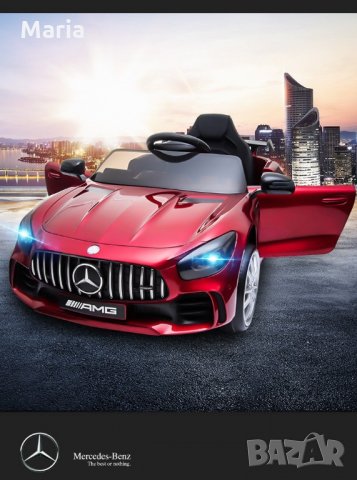 Акумулаторен КОЛА Mercedes GT R ,12V с меки гуми, снимка 7 - Детски велосипеди, триколки и коли - 33381712