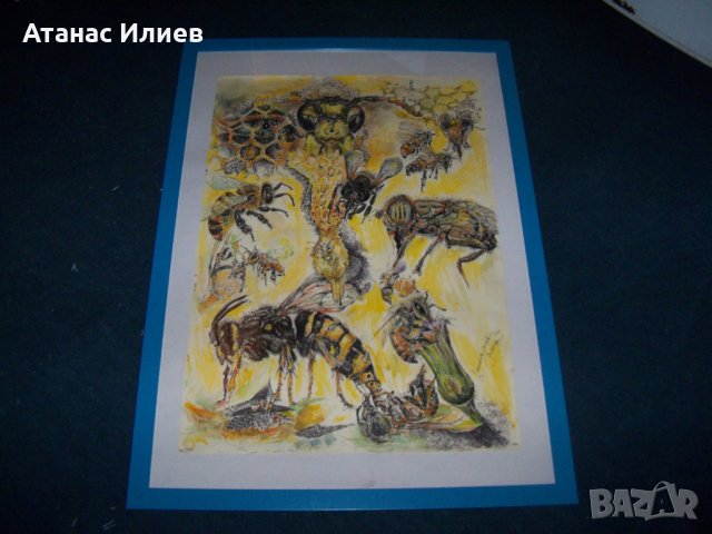 "Пчели" картина на художничката Десислава Илиева, снимка 3 - Картини - 28114634