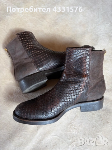 Италиански кожени обувки с питонова кожа., снимка 2 - Дамски боти - 53429904