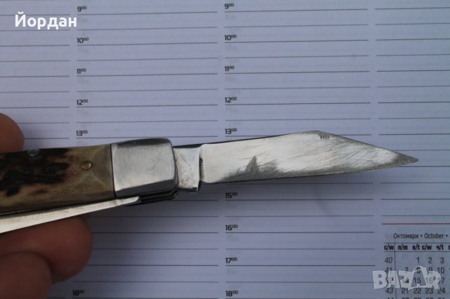 Миниатюрен ловен нож ГДР марка ''GML'' , снимка 3 - Антикварни и старинни предмети - 40629027